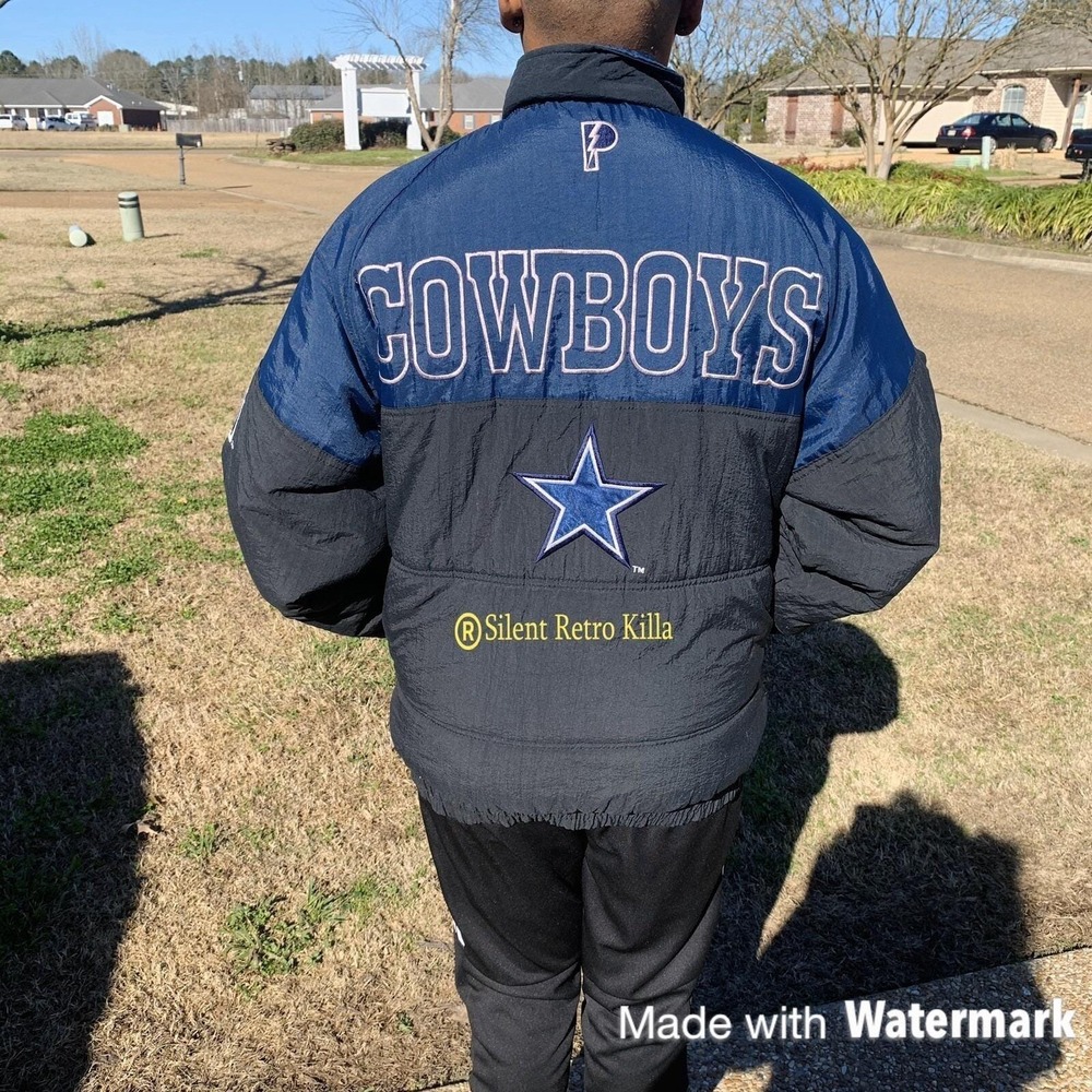 Vintage Retro Pro Player Dallas Cowboys NFL Puffer Jacket Coat Size S-M Football